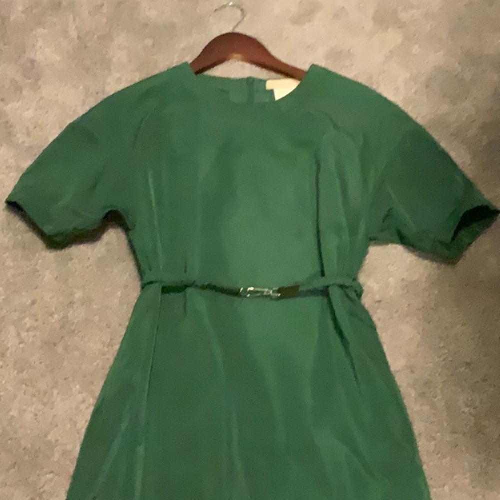 Emerald Green Dress in Polyester and Silk.
